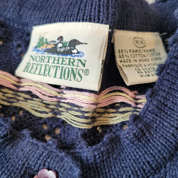 Northern Reflections Vintage Hong Kong •Sz Medium• Cottagecore Grandma Sweater - Picture 2 of 7